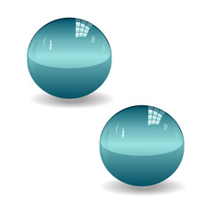 set of colored spheres or glass balls on white background