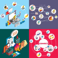 illustration of info graphic business set concept in isometric 3d graphic