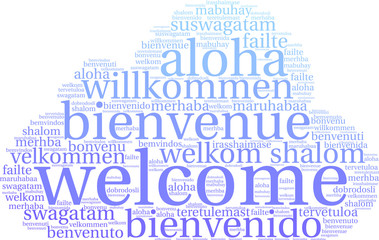 International Welcome Word Cloud. Each word used in this word cloud is another language's version of the word Welcome. 