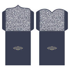 Set of 2 Wedding Invitation Baroque. Template for laser cutting. Open card. It can be used as an envelope.