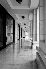 Corridor. Black and white.