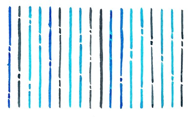 Abstract blue and black vertical lines watercolors hand paint isolated on white background. Detail or closeup brush stroke texture.
