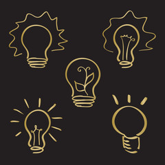 Sketch style hand drawn lightbulb icons