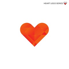  RGBRed polygonal abstract logo of Valentine Day heart. Vector illustration