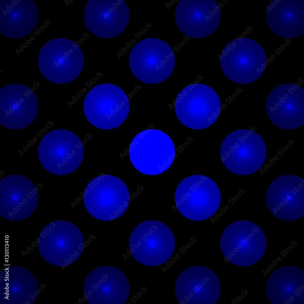 Poster blue circles on a black background, abstract dark fractal computer generated image, background for t