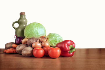 Pile of fresh and tasty  vegetables isolated on white