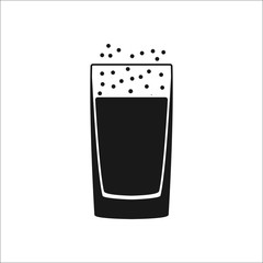 Glass of soda or cold drink with bubbles symbol silhouette icon on background