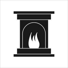 Fireplace symbol silhouette icon on background