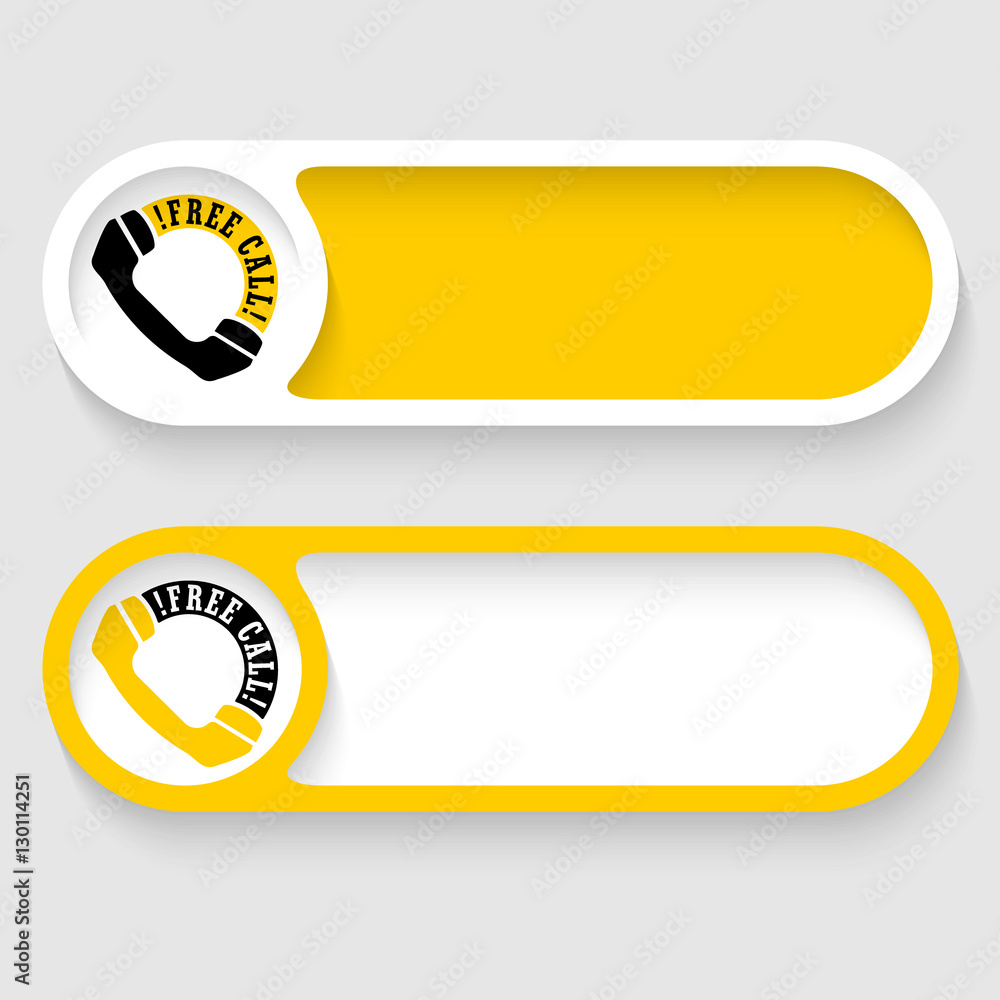 Poster set of two vector abstract buttons and the words free call