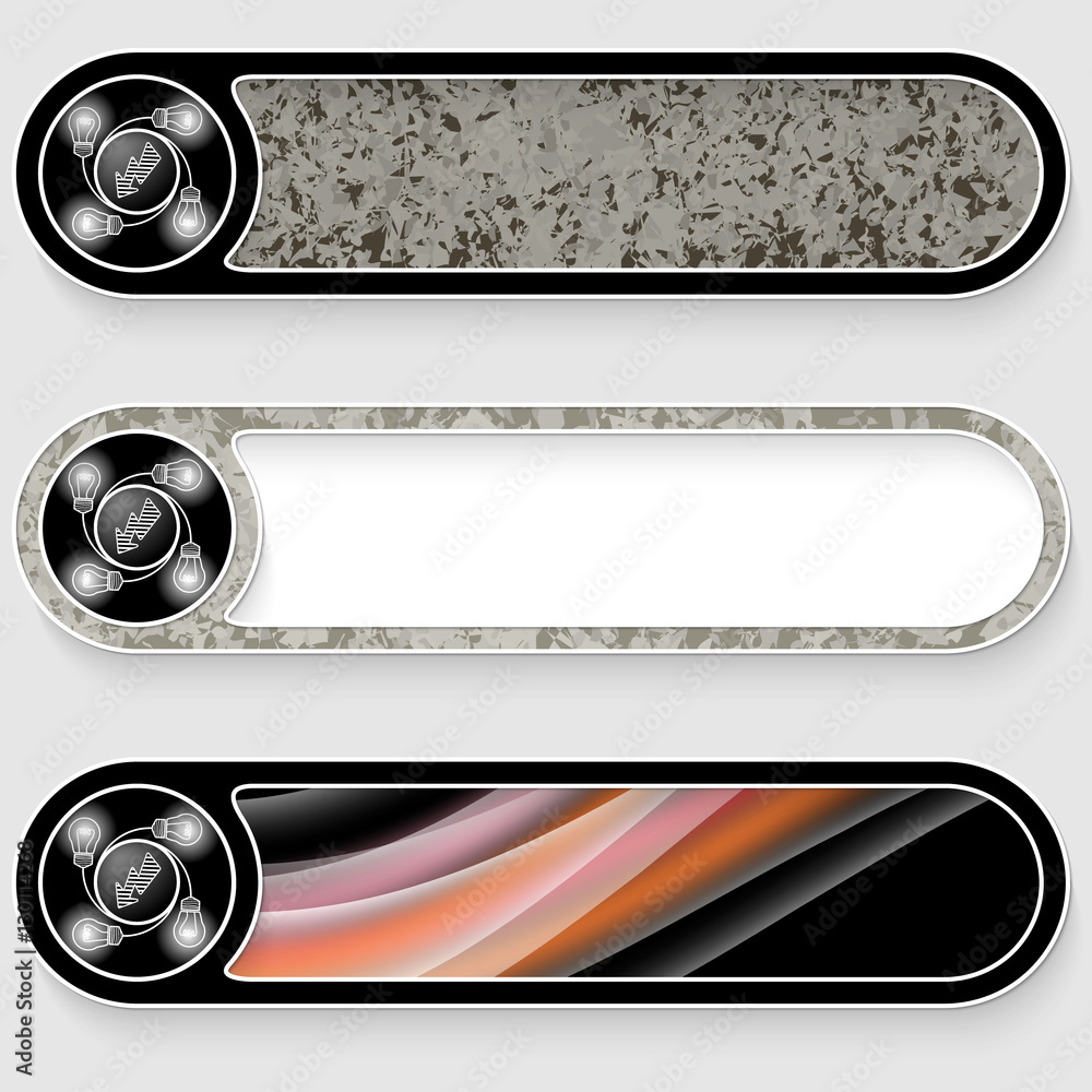 Poster set of three vector abstract buttons and energy symbol