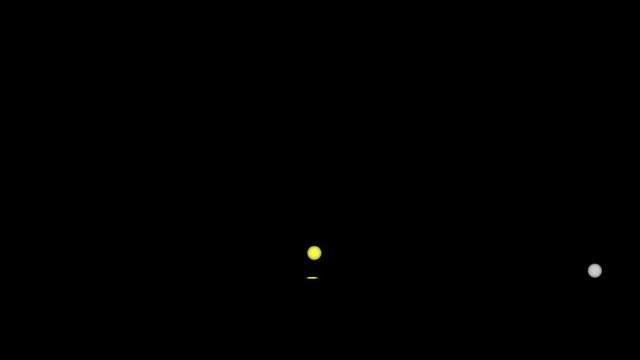 Old fashioned computer game with jumping hologram ball at black background. Computer-rendered looped animation coud be used for intro, transition, download or upload data.