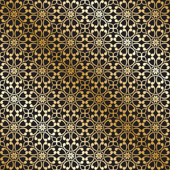 Seamless Vintage Ornamental Pattern in Black and Gold