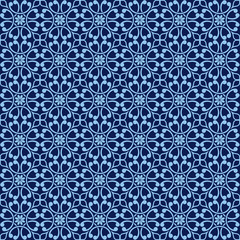 Seamless Vintage Ornamental Pattern in Blue