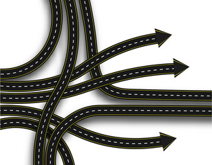 Stylized road junction. Highway with a marking. 3D shadow. The direction of movement. illustration