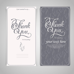 Thank you message card retro lettering typography. Vector background.