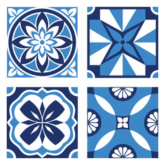 Vintage Ornamental Patterns in Blue