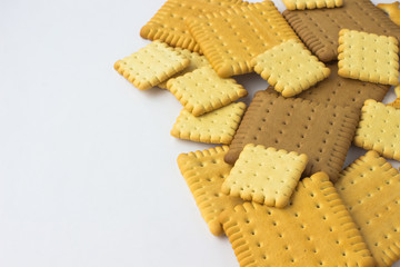 Square cookies on a white background. There is place for an insc