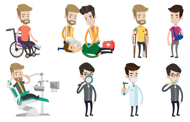 Vector set of doctor characters and patients.