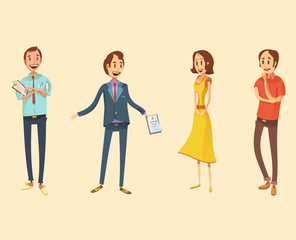 Shop Assistant Retro Cartoon Set