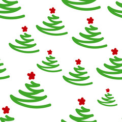 New Year seamless pattern with Christmas trees