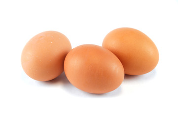 fresh chicken eggs isolated on white background