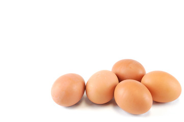 fresh chicken eggs isolated on white background