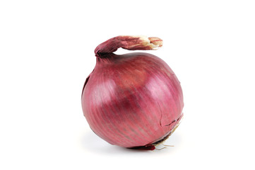 red fresh onion isolated on white background
