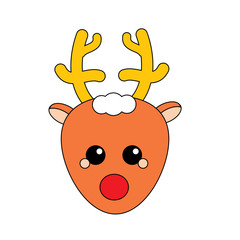 Christmas deer icon. Vector symbol, isolated design element