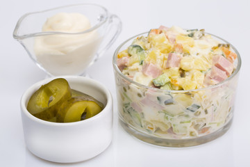 Russian traditional salad on the table