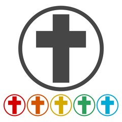 Obraz premium Religious cross, Christian sign icons set 