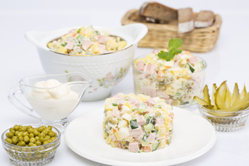 Russian traditional salad on the table