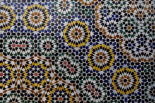 Telouet, Marokko, Kasbah, Detail, Wand mit Mosaik Arbeit
