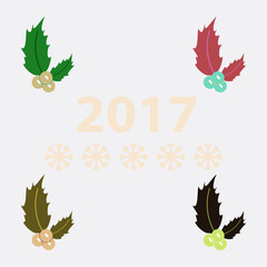 collection of new year rowanberry Vector illustration christmas rowanberry