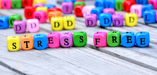 Stress free word on table