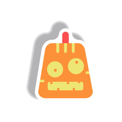 Vector illustration paper sticker Halloween icon pumpkin face