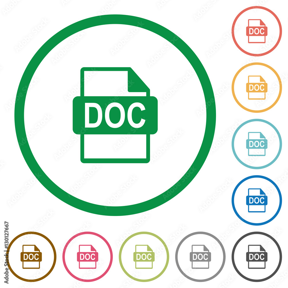 Aufkleber doc file format flat icons with outlines