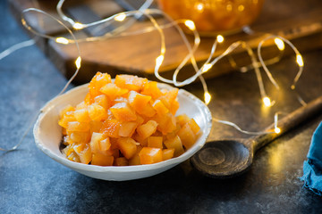 Homemade candied orange peel