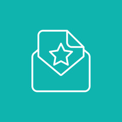 envelope email postcard card letter with star thin line outline white on blue