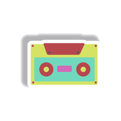 Vector illustration in paper sticker style retro music cassette