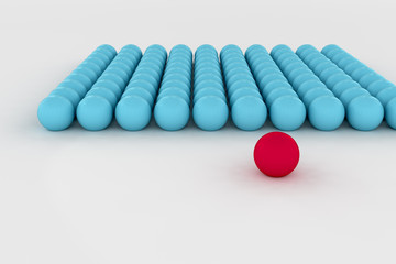 3d rendering of balls for leadership concept