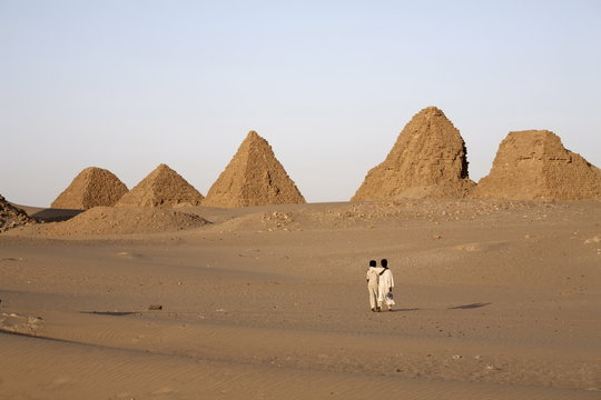 The royal cemetery of Nuri, burial place of King Taharqa, ancient ruler of the Kingdom of Kush, Karima, Sudan