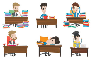 Vector set of student characters.