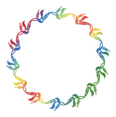 Beautiful round floral frame with gradient fill. 