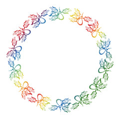 Beautiful round floral frame with gradient fill. 