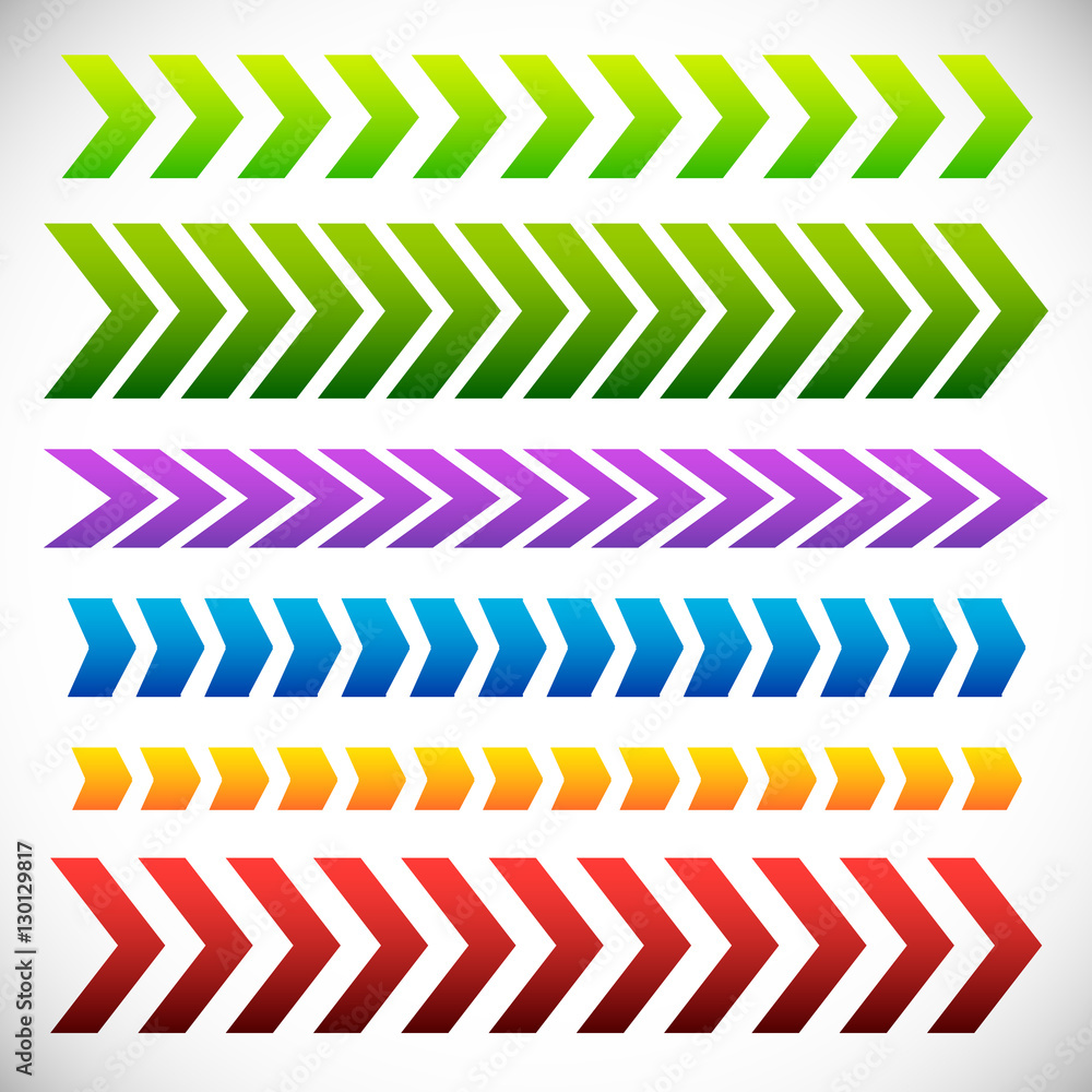 Poster Set of arrowhead, arrow elements. 6 different colorful arrow sha