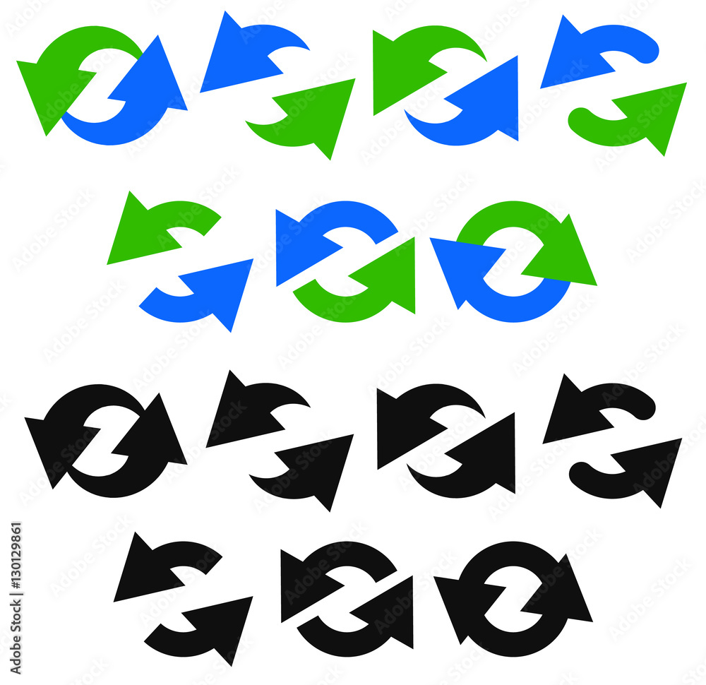 Poster set of circular arrow icons, arrow symbols