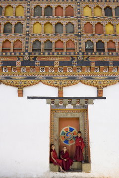 Buddhist monks, Paro Dzong, Paro, Bhutan