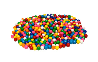 Colorful gumballs on the white background