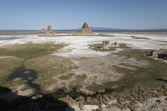 The desolate landscape of Lac Abbe, dotted with limestone chimneys, Djibouti