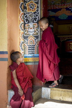 Young Buddhist monks, Paro Dzong, Paro, Bhutan